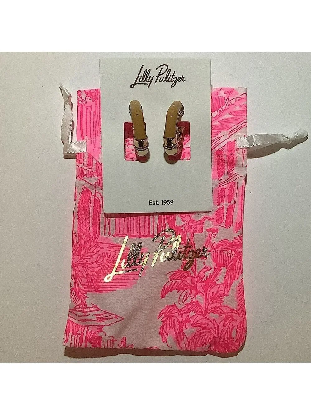 Lilly Pulitzer Oyster Bay Hoop Earrings New